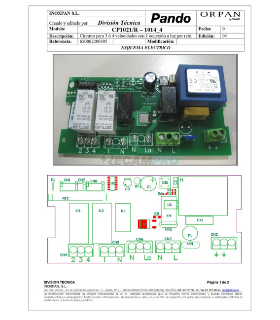 MODULO ELECTRONICO CAMPANA EXTRACTORA PANDO 620062200305