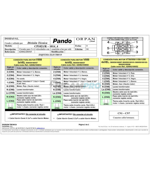 MODULO ELECTRONICO CAMPANA EXTRACTORA PANDO 620062200305