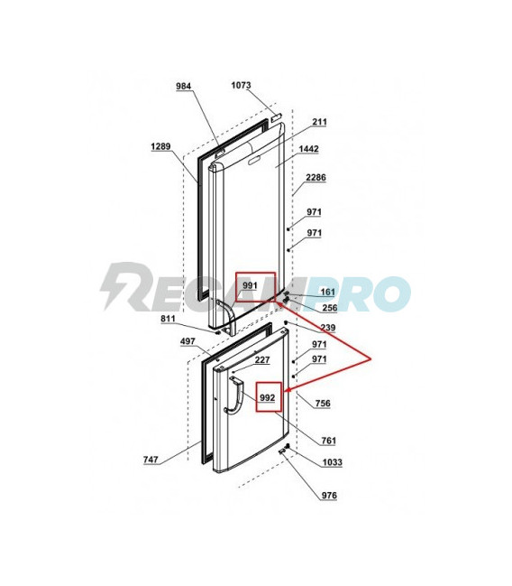 CONJUNTO DE 2 TIRADORES PUERTA FRIGORÍFICO BEKO 4326381100