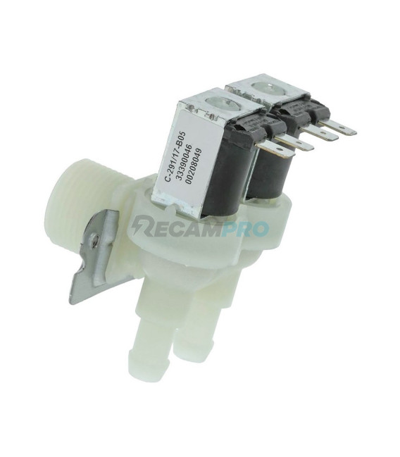 ELECTROVÁLVULA UNIVERSAL PARA LAVADORA LAVAVAJILLAS 2 VÍAS 90º 62AB011