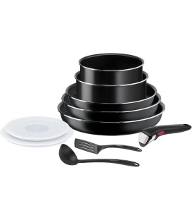 JUEGO 3 SARTENES 22/24/26 CM + 2 CAZOS 16/18 CM + MANGO EXTRAÍBLE + 4 ACCESORIOS L1599902