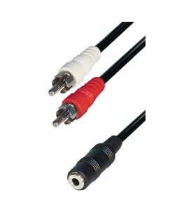 Cable 2 rca macho - jack hembra 3,5 estereo 1,5m E-A38