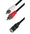 Cable 2 rca macho - jack hembra 3,5 estereo 1,5m E-A38