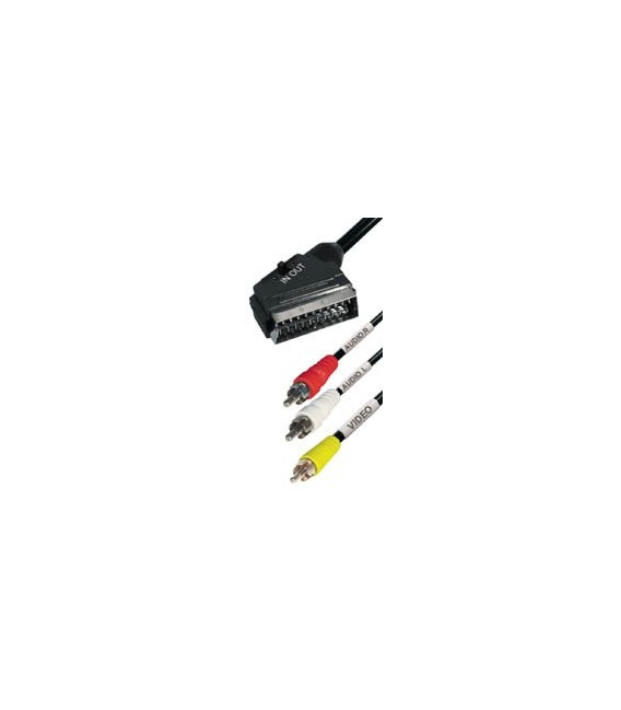 Cable euro (in-out) a 3xRCA m 2m E-VM11S