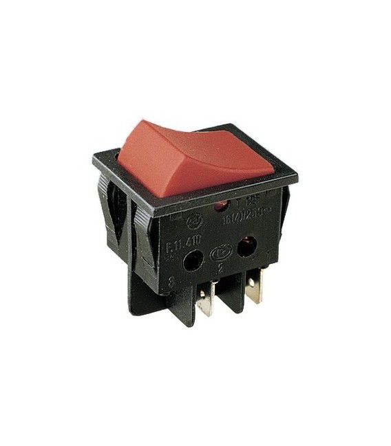 Pulsador bipolar rojo 16A 4 faston 14AG049