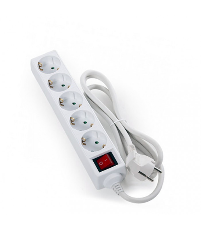 Regleta de 3 enchufes con interruptor color blanco y puertos USB-A