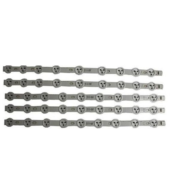 Kit 5 Tiras led televisor Vestel 40 pulgadas 0.35A Tiras Tipo A (2), B (2), C (1) 23283024
