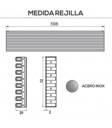 REJILLAS HORNO Y FRIGORÍFICO ACERO INOX MATE 596x12mm. 510UN1061