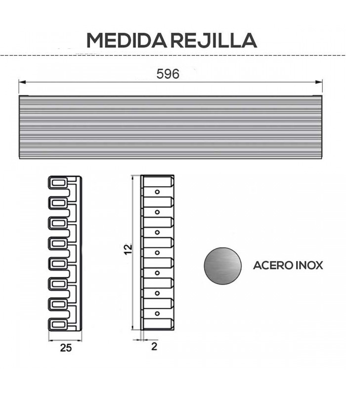 REJILLAS HORNO Y FRIGORÍFICO ACERO INOX MATE 596x12mm. 510UN1061 - RECAMPRO