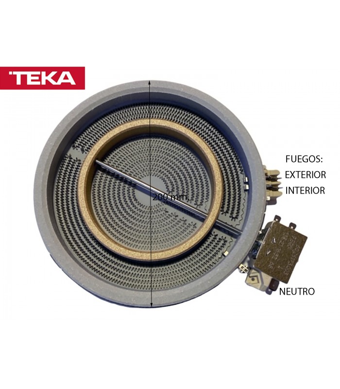 Resistencia Vitroceramica Teka 1 Circuito 210mm Interior 2300w 230v