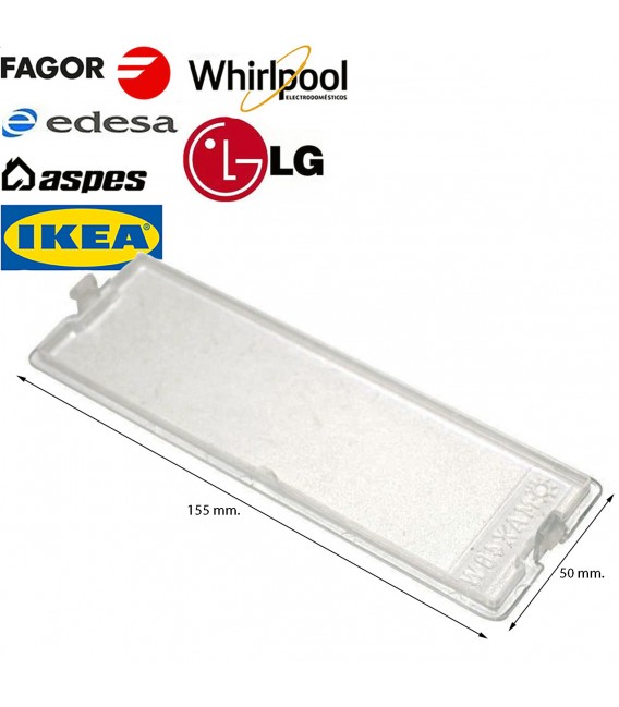 TAPA DE LUZ CAMPANA EXTRACTORA FAGOR, EDESA, WHIRLPOOL KE0001537