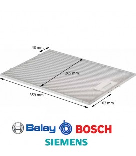 FILTRO METALICO CAMPANA EXTRACTORA BALAY, BOSCH, SIEMENS 00703451