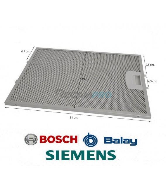 FILTRO METÁLICO CAMPANA EXTRACTORA BALAY, BOSCH, SIEMENS 00353110