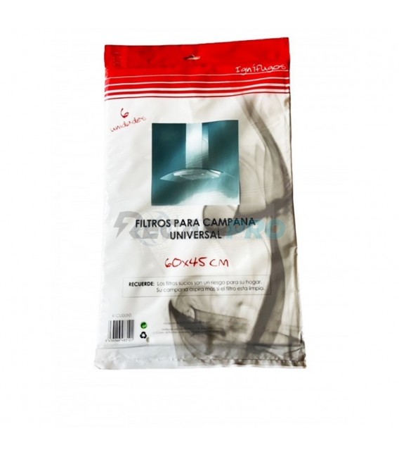 FILTRO CAMPANA EXTRACTORA DE PAPEL UNIVERSAL 60X45CM, 6 UDS CU0010