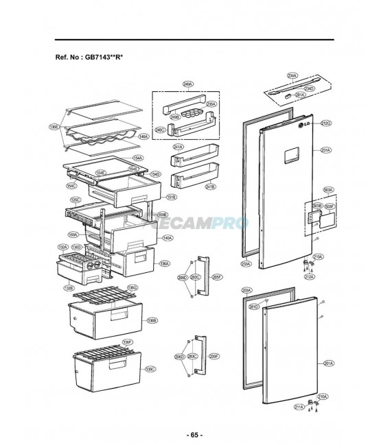 CAJÓN 0 GRADOS PARA FRIGORÍFICO LG POSICIÓN 140A AJP72995704